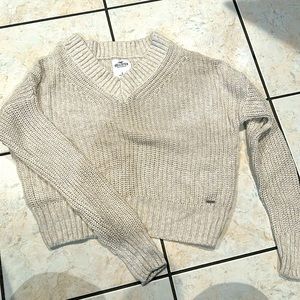 Hollister Knitted Cream Cropped Sweater
